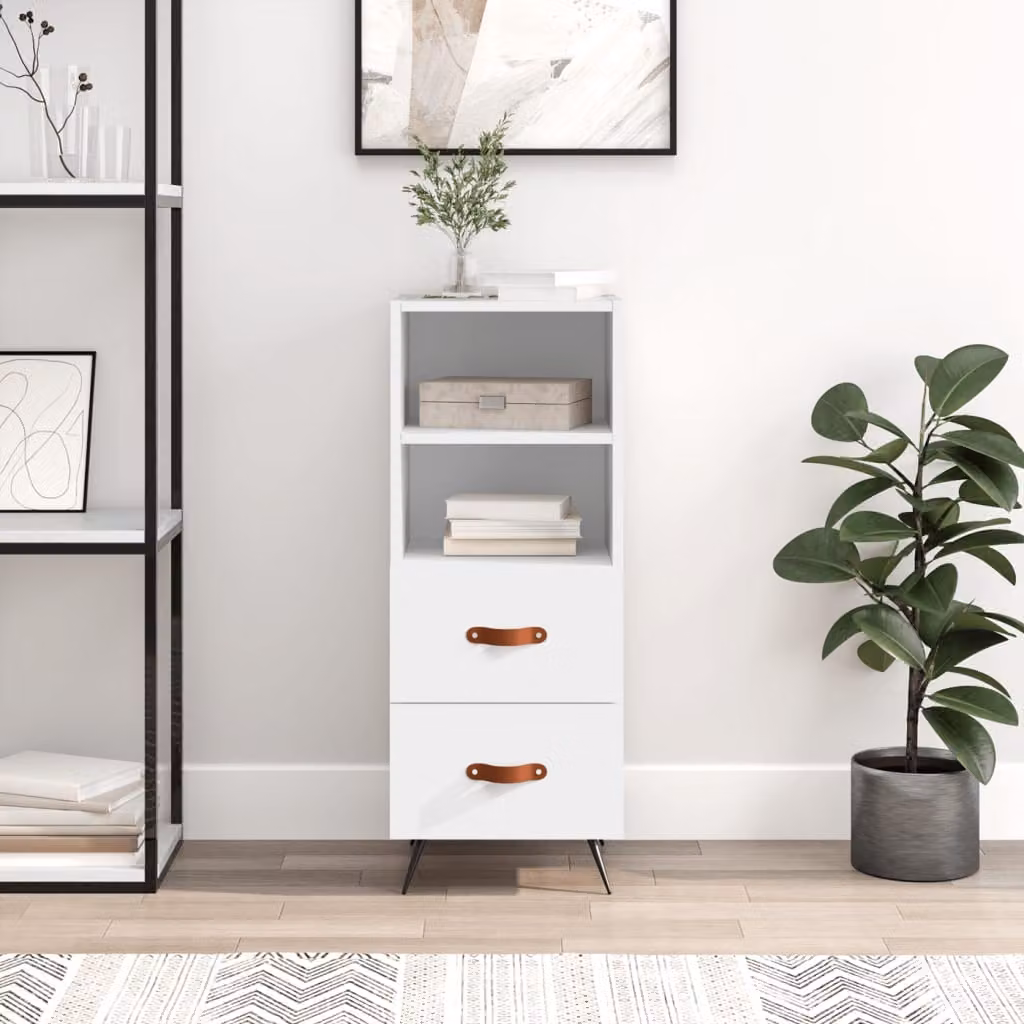 Credenza bianca moderna vidaXL a parete in legno e metallo L 34,5 cm x P 34 cm x H 90 cm