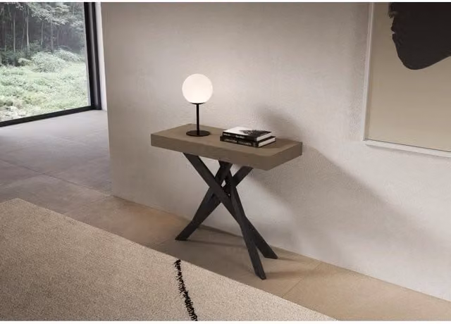 Consolle allungabile ITAMOBY Saki Premium con telaio Antracite e piano Tortora L/P/H: 90 x 40 x 77 cm (estendibile fino a 300 cm)
