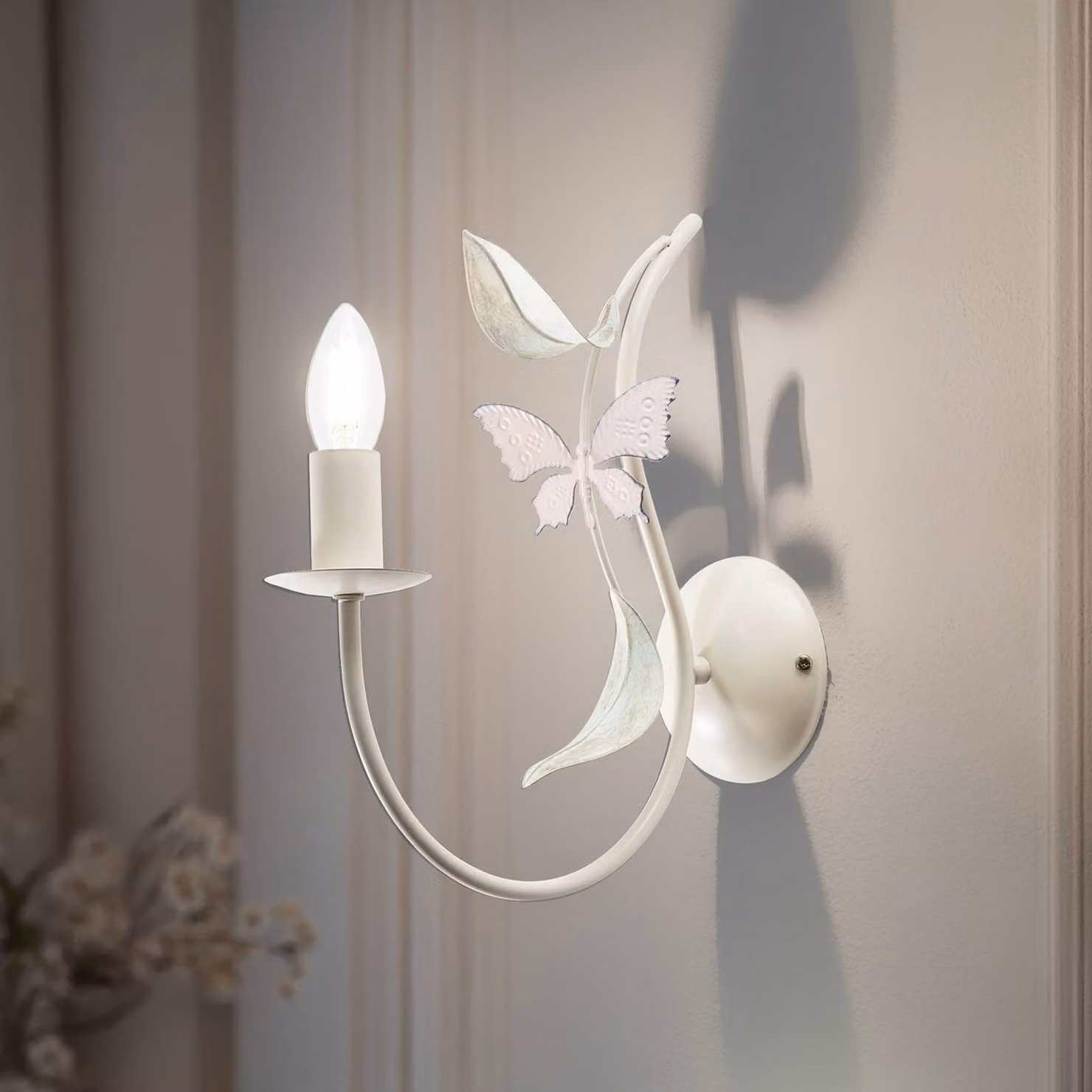Applique da parete Summer Luminex, dimmerabile, Bianco / Opale, Soggiorno / Sala da pranzo, Metallo, Applique