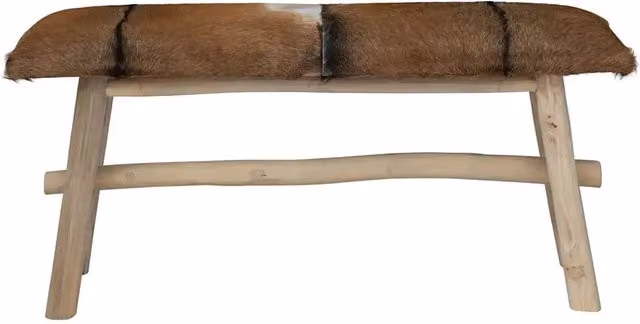 Panca-Sgabello in Pelle di Capra e Teak