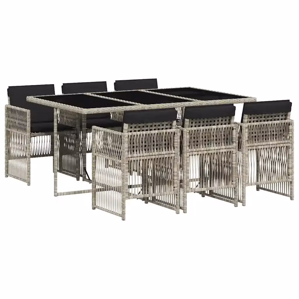 Set da Pranzo da Giardino vidaXL in Polyrattan con Piano in Vetro, 7 Pezzi, Grigio Antracite – 2