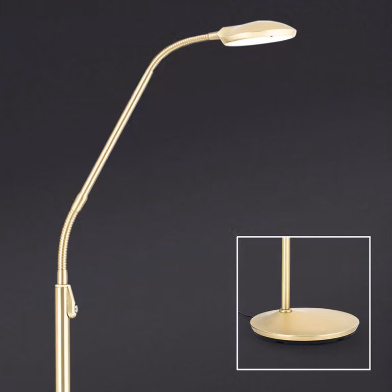 ORION Lampada da terra a LED Cobra, dimmerabile, Ottone / Oro, Soggiorno / Sala da pranzo, Metallo, Moderno, Lampada LED da terra