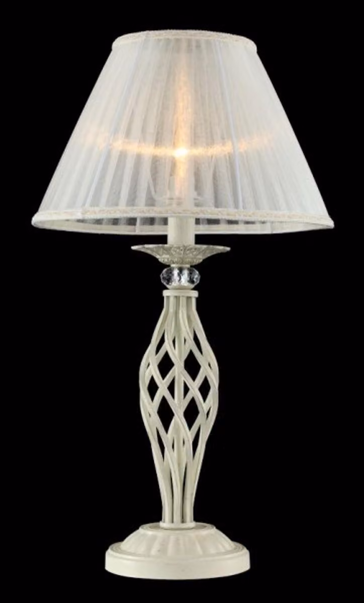 Lampada da tavolo in cristallo stile barocco, colore crema e oro / Paralume crema, dimensioni 32 x 56 cm