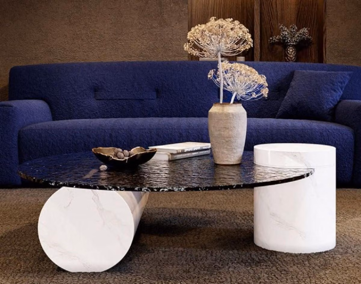 Tavolino di design Casa Padrino bianco 116 x 100 x h. 24 cm - Tavolo da salotto con piano in vetro - Mobili da salotto - Mobili per hotel - Mobili - Qualità lusso - Italy