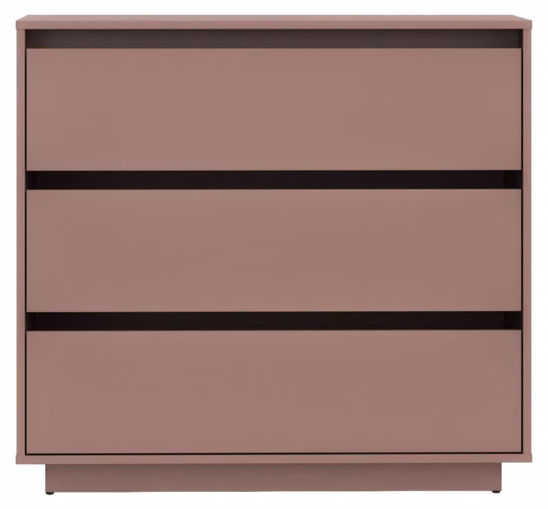 Forte TAHOE, mobile contenitore con 3 cassetti, design minimalista, ideale per soggiorno o camera da letto, realizzato in legno composito, finitura terracotta, dimensioni: 93,5 cm di larghezza x 96,7 cm di altezza x 41,4 cm di profondità