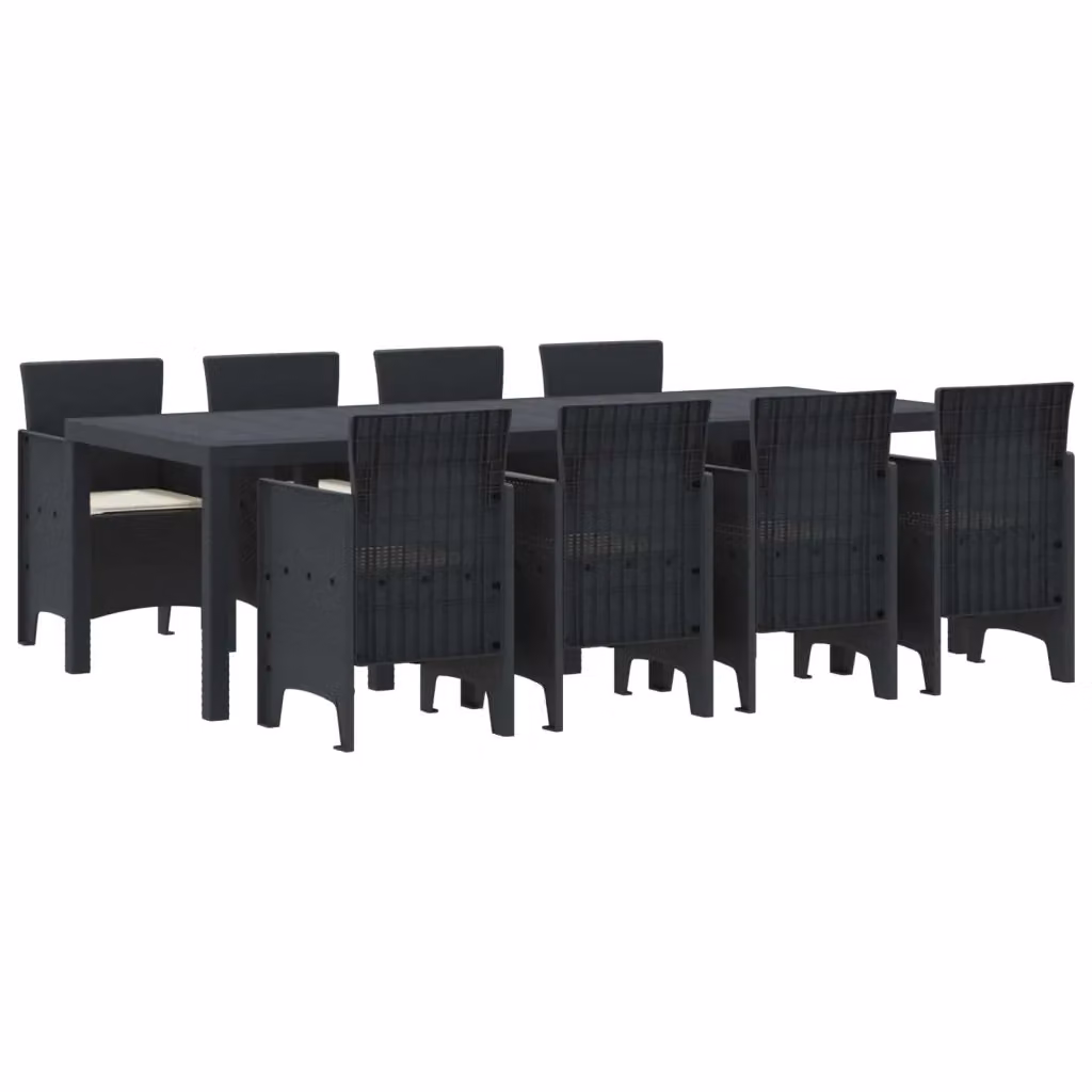 Set da pranzo per giardino e terrazza vidaXL in polyrattan antracite 9 pezzi – 2