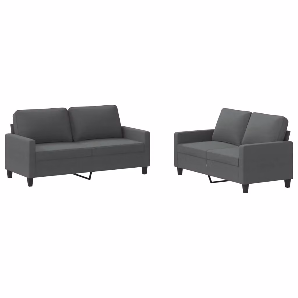 vidaXL Set di 2 Divani Moderni in Tessuto Grigio con Cuscini e Struttura Imbottita – 2