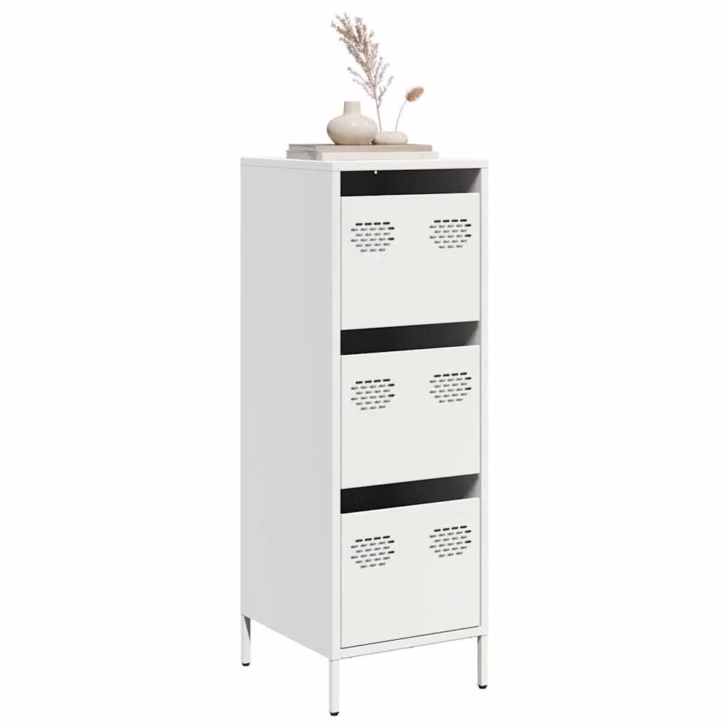 vidaXL Credenza Moderna Bianca in Metallo L: 39 cm, P: 35 cm, H: 103,5 cm