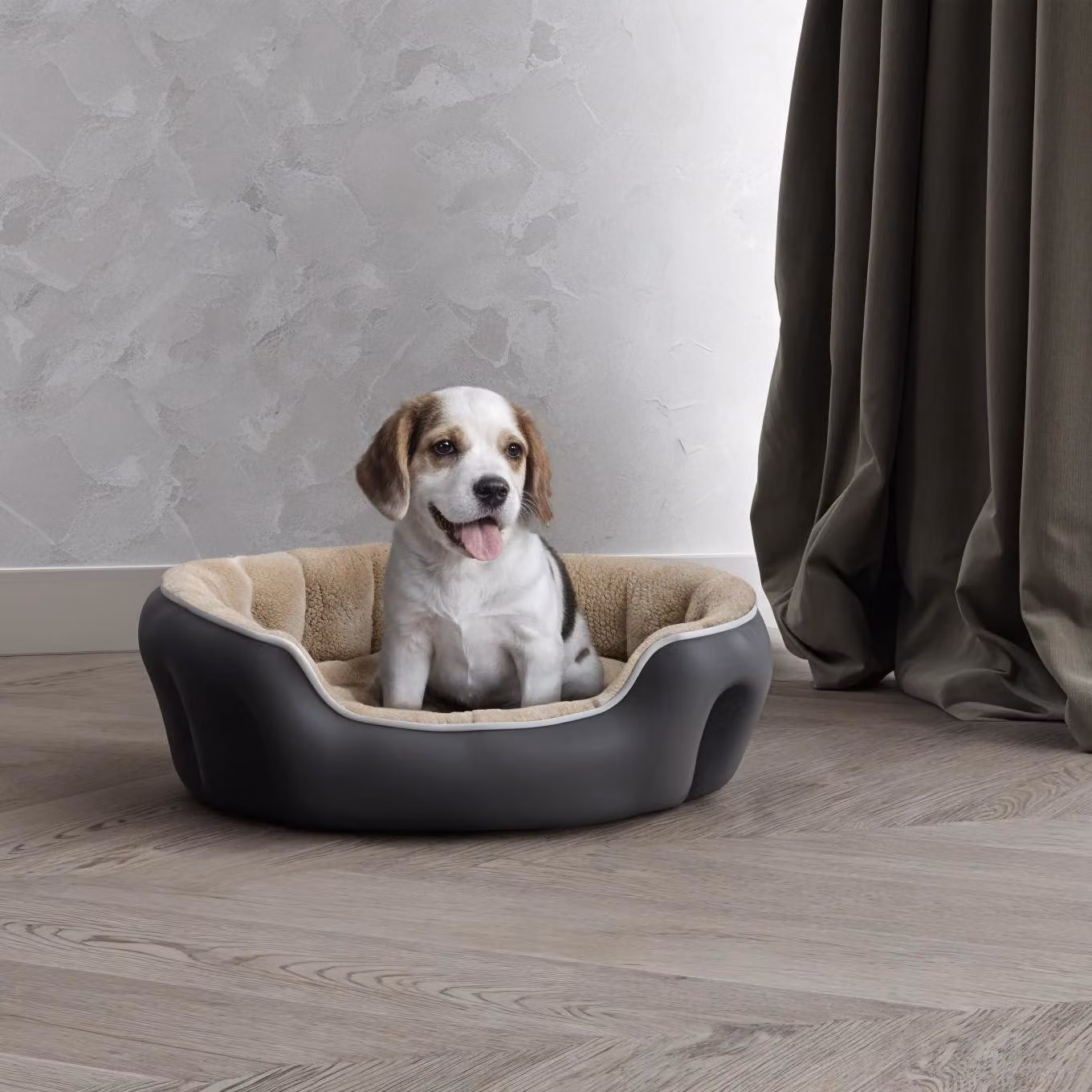 Cuccia morbida per cani e gatti, color crema