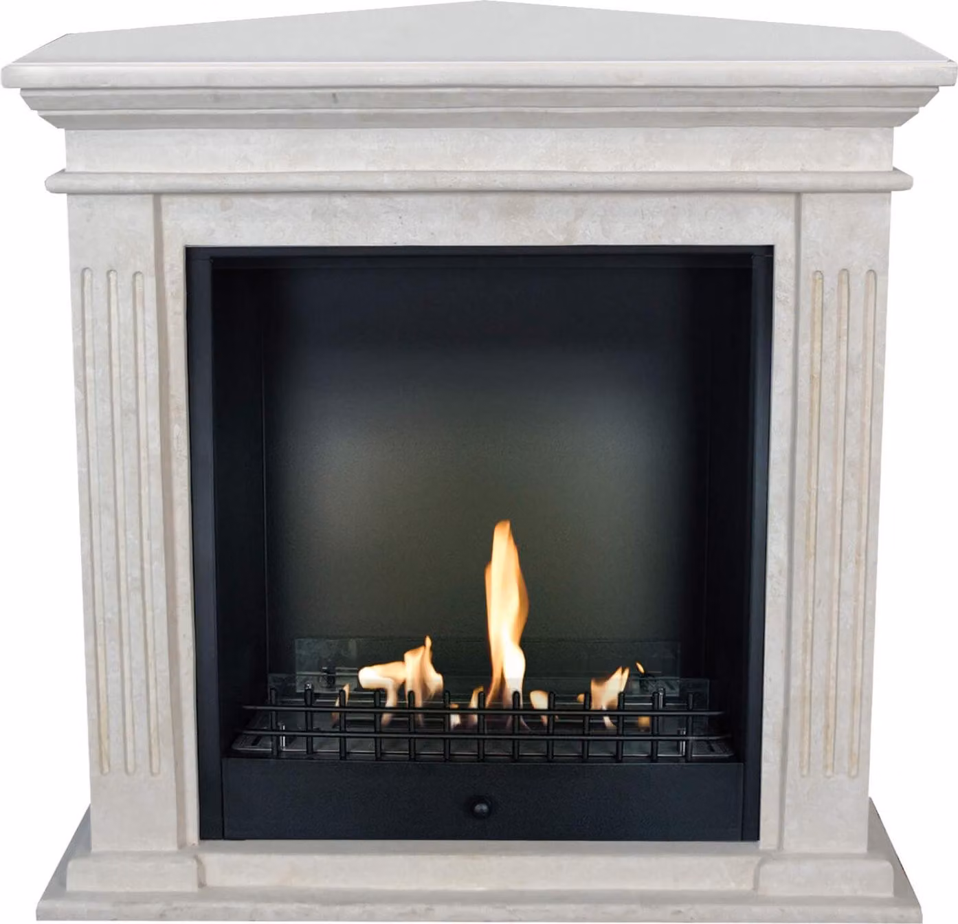 Caminetto a etanolo Xaralyn - Cadiz-Corner BCL - pietra naturale bianca - riscaldamento a 3 kW - caminetto da incasso incluso - caminetto decorativo - caminetto ad angolo