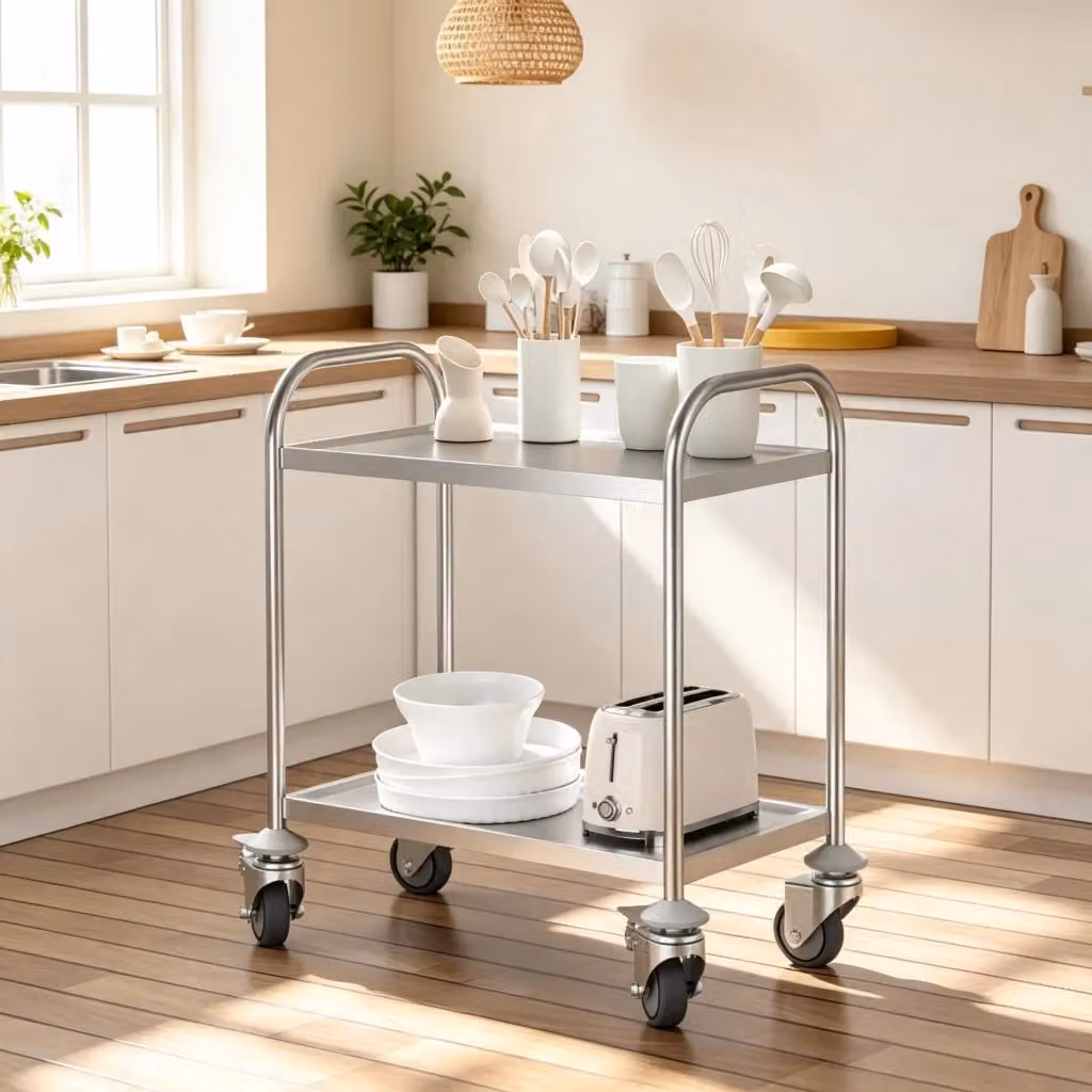 Carrello da cucina moderno REDOM in metallo grigio con ruote L/P/H: 80 x 45 x 82 cm – 2