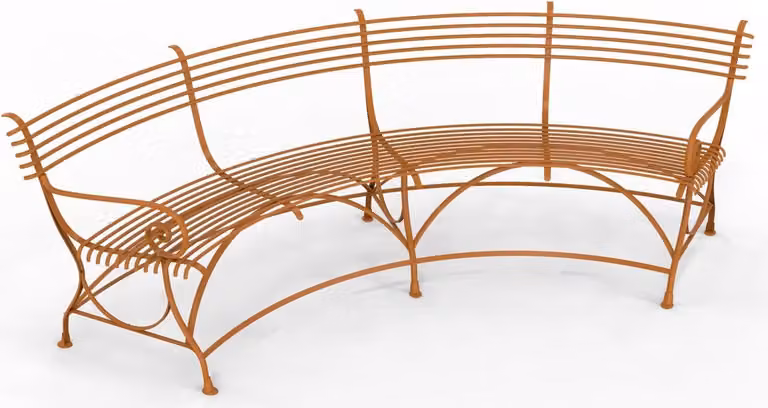 Casa Padrino Panca da giardino in stile liberty 190 x 148 x h. 90 cm - Vari colori - Panca in ferro battuto curvato con piedi a zoccolo di cavallo - Mobili da giardino e patio in ferro battuto in stile liberty