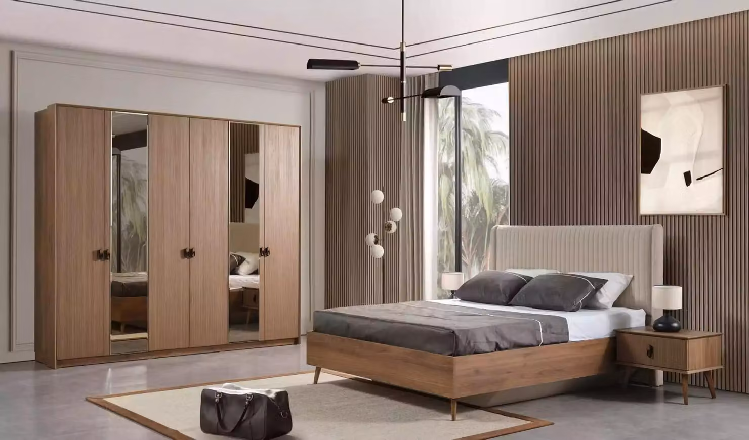 Camera da letto letto 2x comodini armadio 4 pezzi armadio mobili lusso