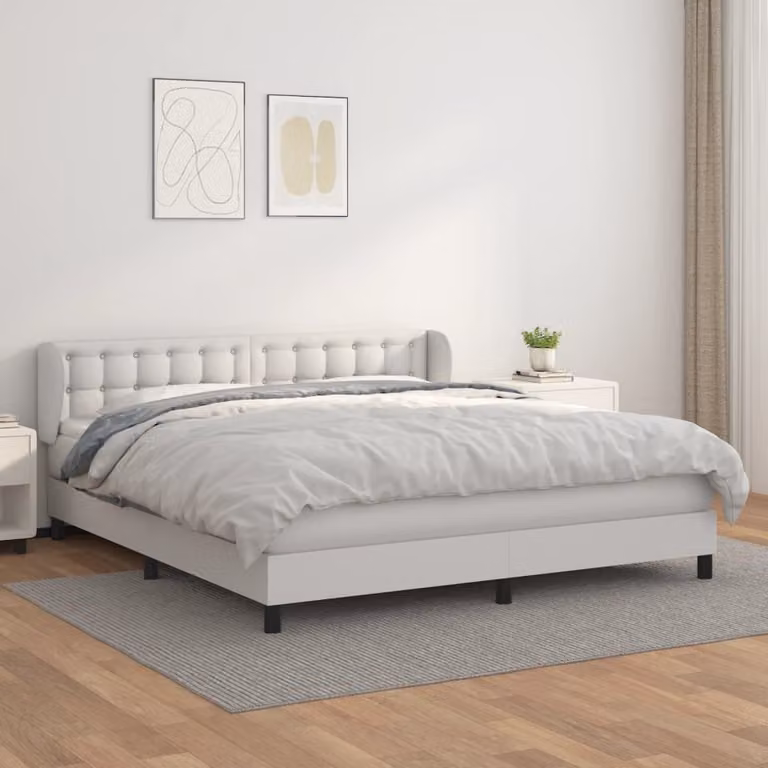 The Living Store Letto a molle con materasso bianco 180x200 cm in Pelle finta