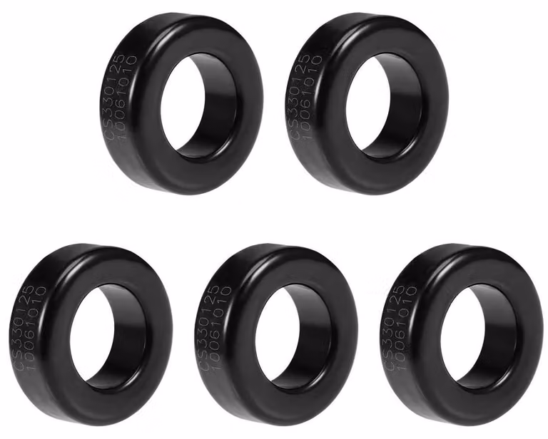 Anelli ferromagnetici, confezione da 5 pezzi, dimensioni 19,3x33,7x11,3 mm, colore nero/grigio