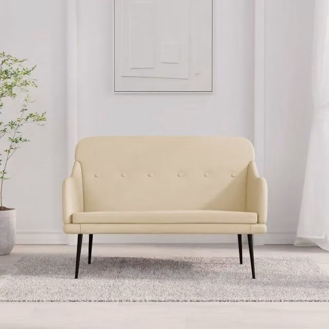 Panca Crema 110x76x80 cm in Tessuto 351489
