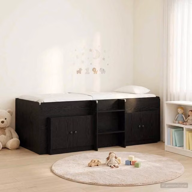 Struttura Letto Loft con Mobile 3 pz Nero Legno ingegnerizzato 3423383