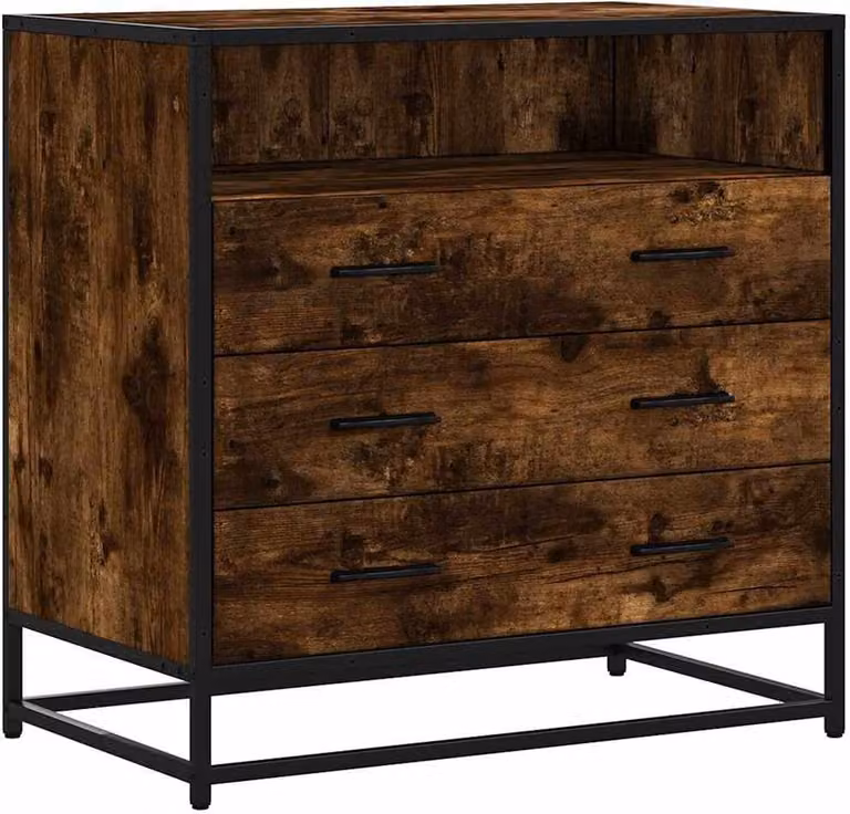 Cassettiera Rovere Fumo 70x41x70 cm in Legno Multistrato