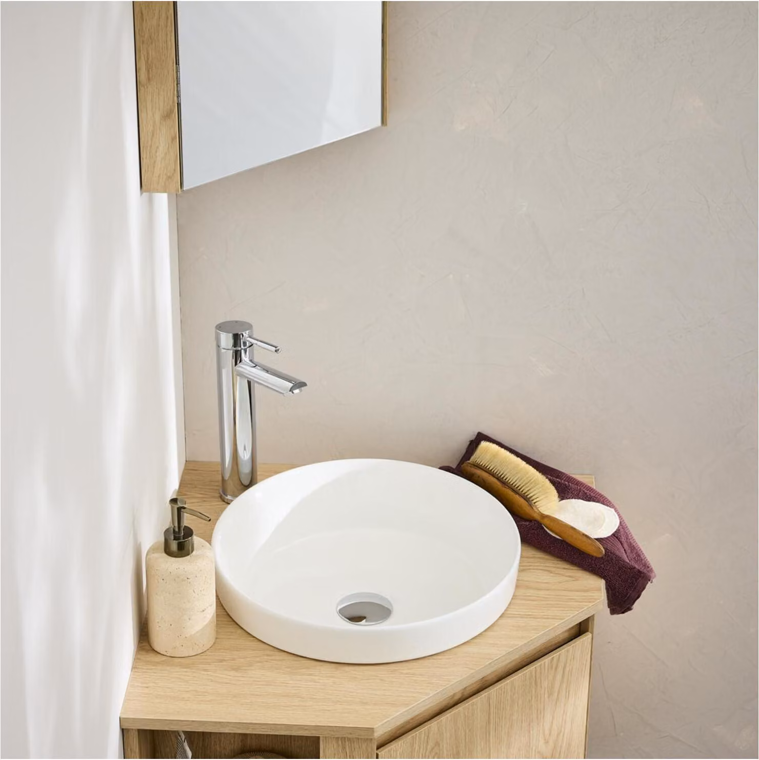 Lavabo da incasso rotondo in Vetroceramica bianca DORO 36cm