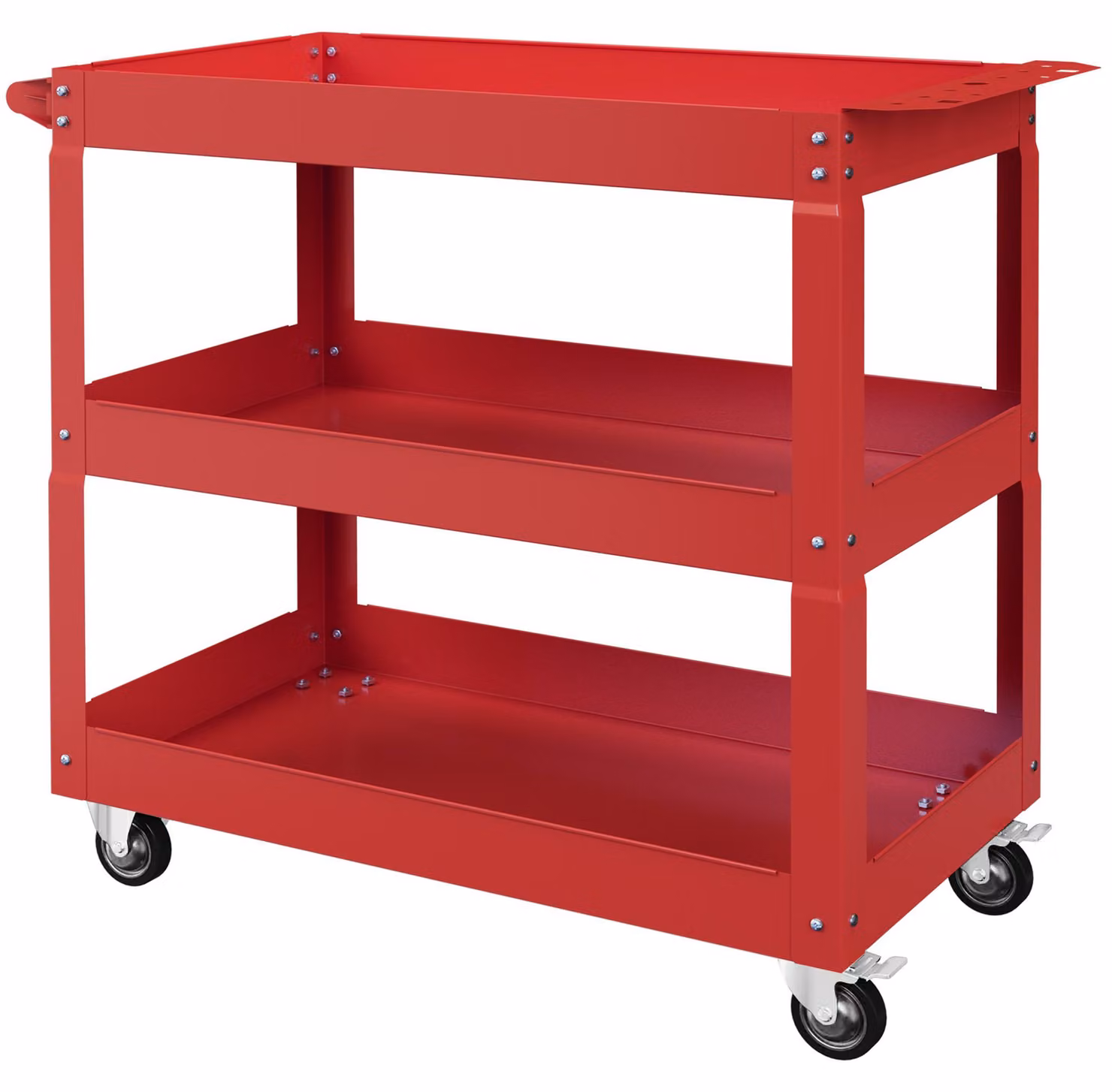 Carrello da officina DURHAND a 3 ripiani, carrello portautensili vuoto fino a 150 kg, rosso