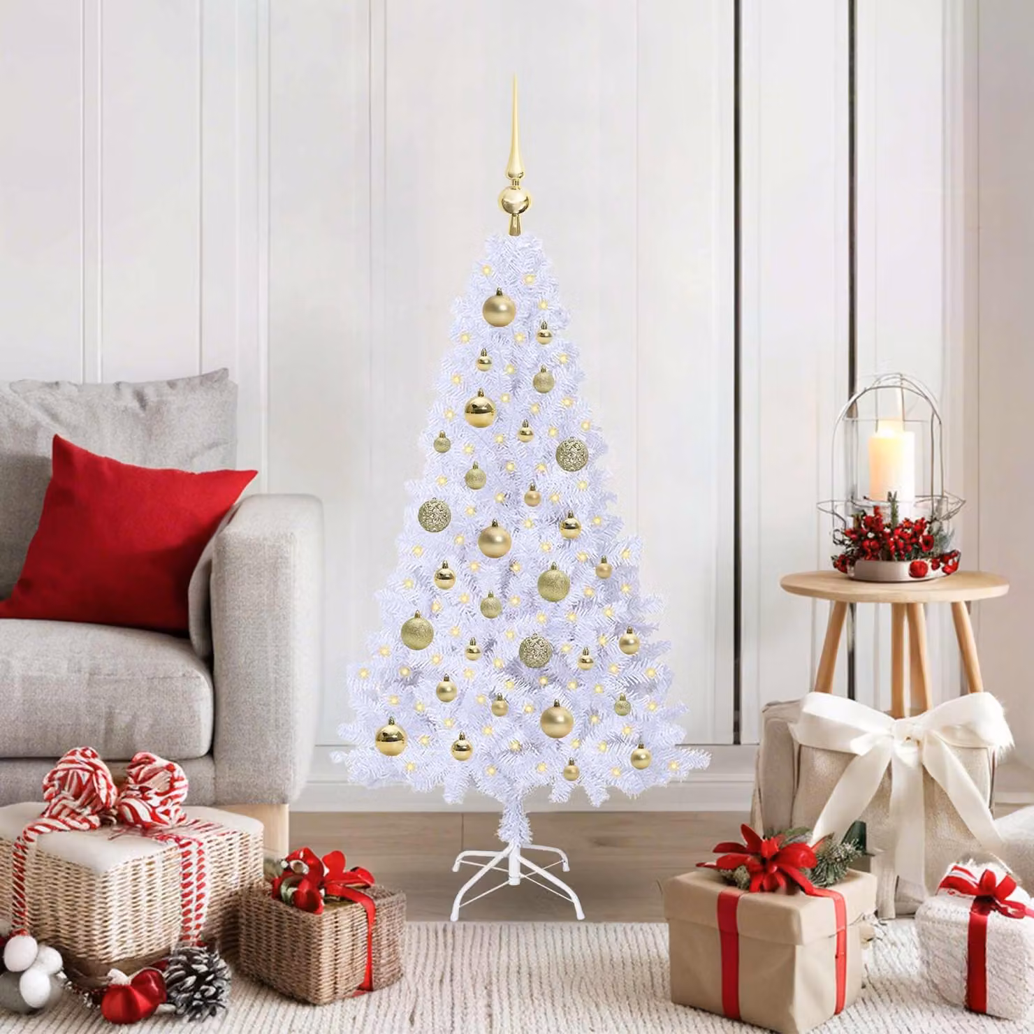 Maison Exclusive - Albero di Natale artificiale bianco, 120 cm, in PVC e acciaio