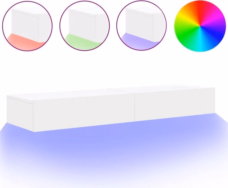 Mobili Porta TV con Luci LED 2pz Bianchi 60x35x15,5 cm