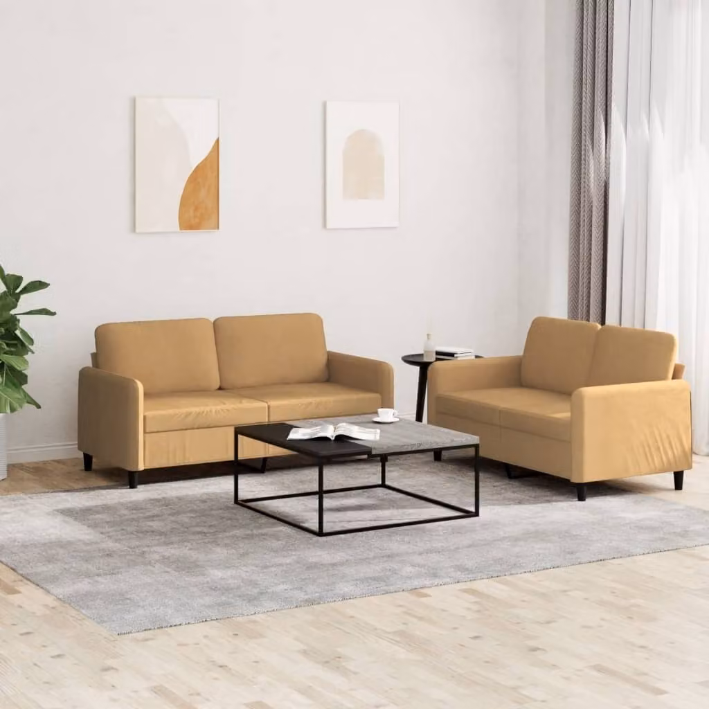 Maison Exclusive - Set divano 2 pezzi in velluto marrone