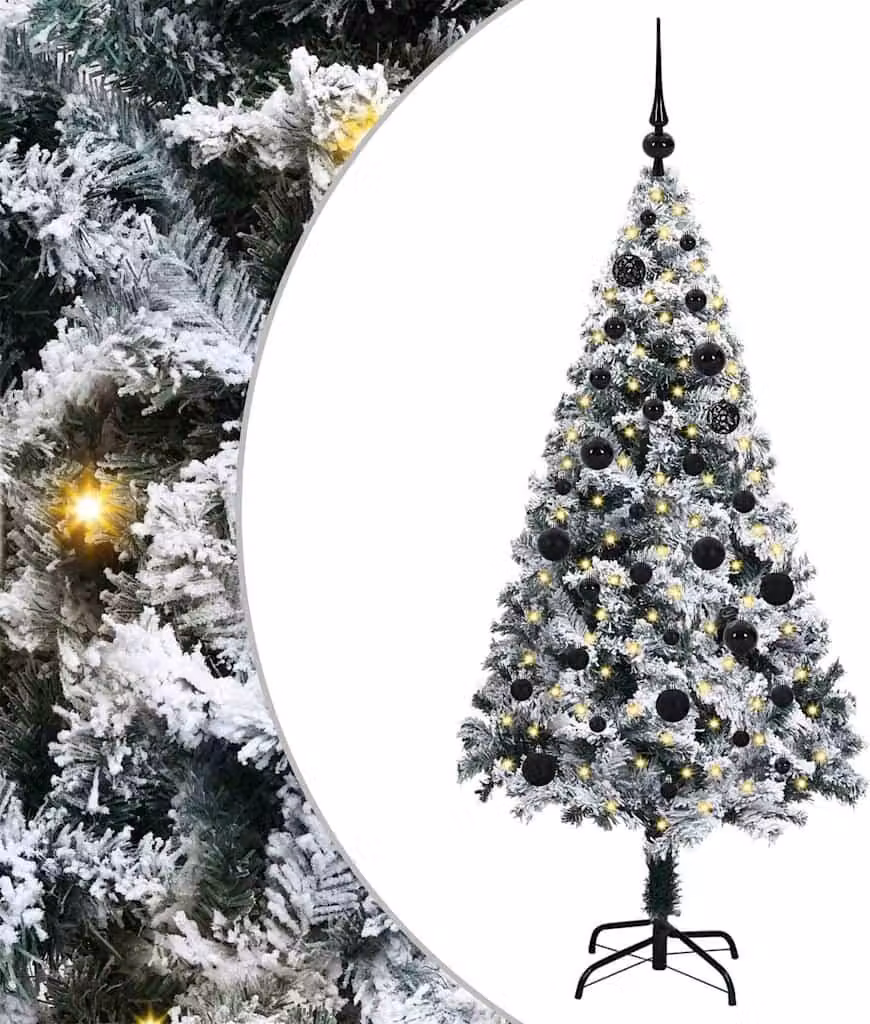 Albero di Natale artificiale con 150 LED con supporto bianco 150 cm