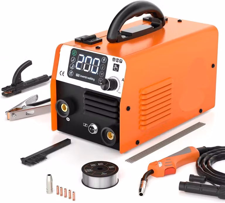 Lasmachine - Saldatrice MIG 3-in-1 - Inverter - 140A - Display digitale - Portatile - Colore: nero e arancione