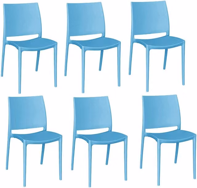 Set di 6 sedie da sala da pranzo Altea modello Confort in plastica azzurra impilabili