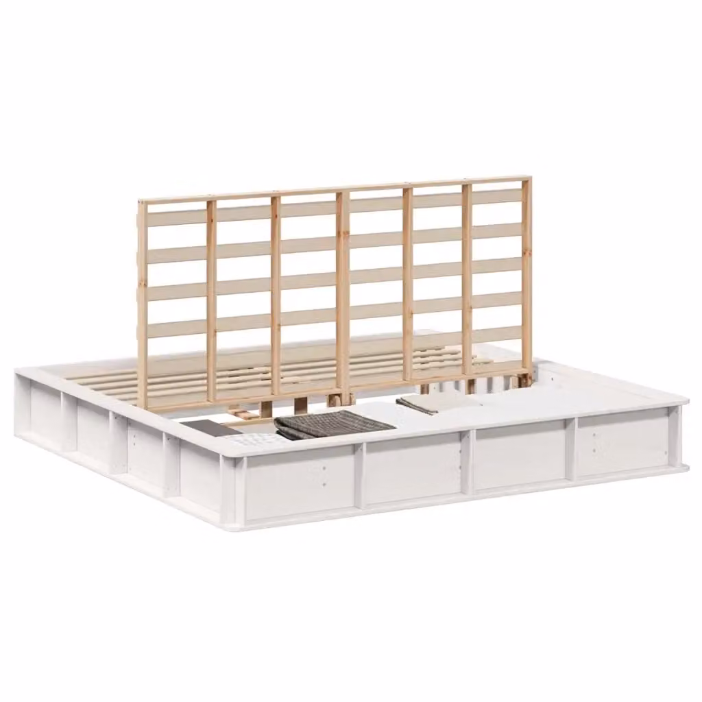 Struttura del letto moderna vidaXL in pino massello bianco L/P: 180 x 200 cm – 2