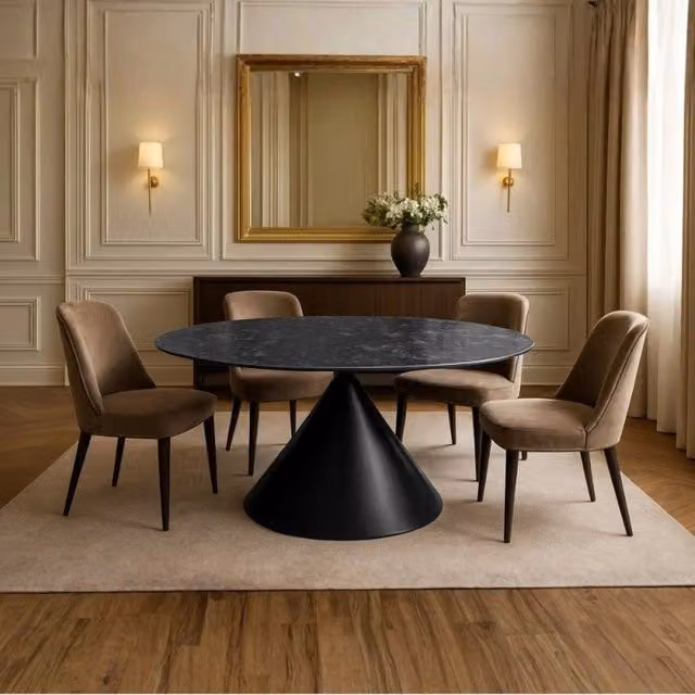 Tavolo ovale fisso Punto con piano effetto marmo nero 200x100xH76 cm.