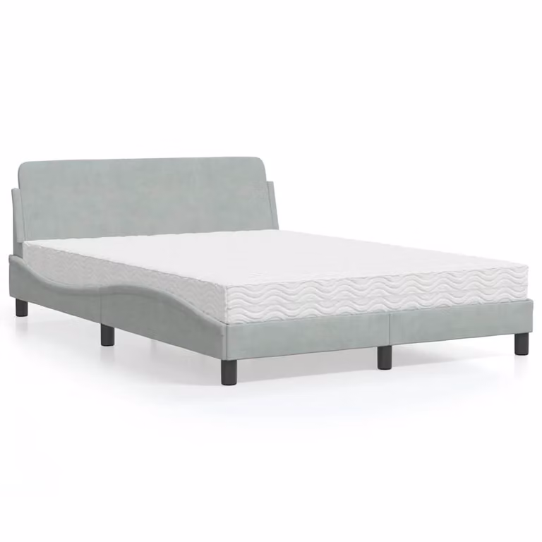 Letto con Materasso Dover vidaXL in Velluto Grigio Chiaro L/P: 140 x 200 cm