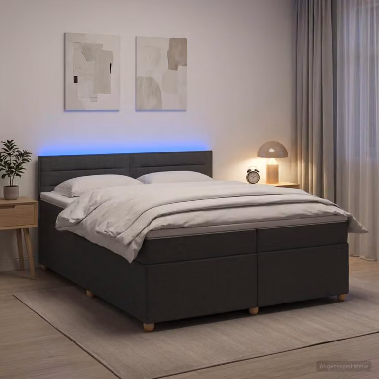Maison Exclusive - Letto boxspring con materasso grigio scuro 200 x 200 cm Tessuto