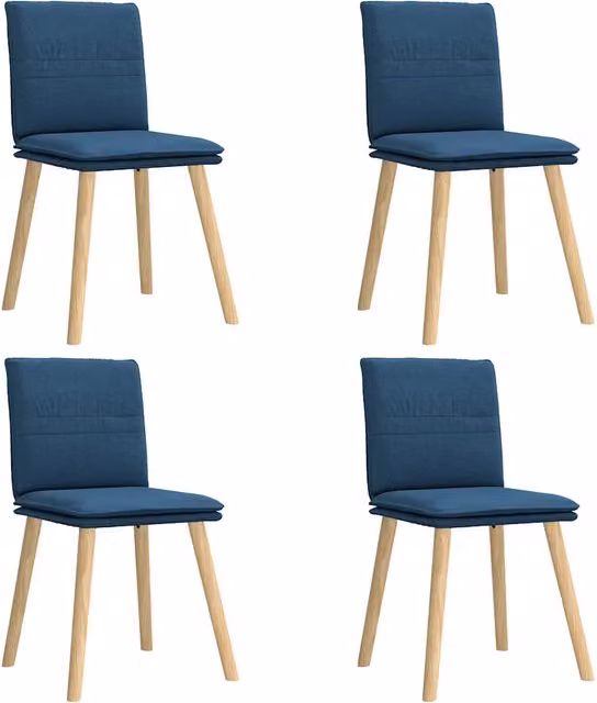 Set di 4 sedie da pranzo moderne in tessuto blu con struttura in legno e metallo – 1