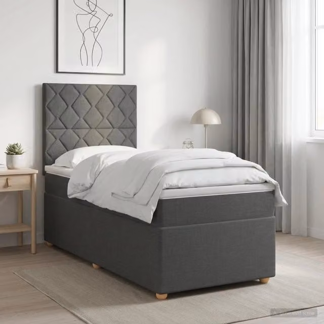 Letto box spring con materasso Grigio Scuro 100 x 200 cm 3453824