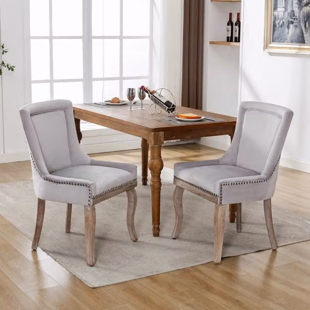 Sedia da pranzo lussuosa - Zephmum - 2 pezzi - Rivestimento in velluto grigio