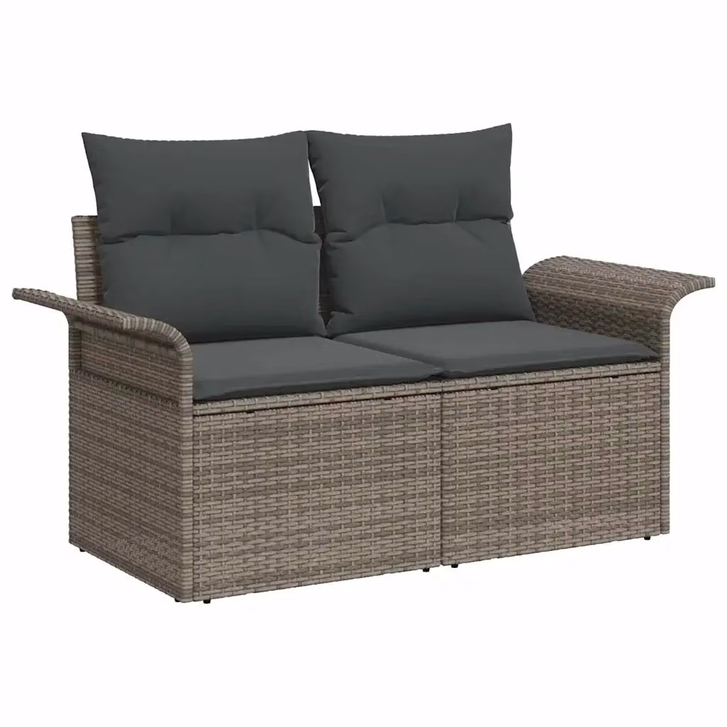Divano da giardino moderno vidaXL in polyrattan grigio con cuscini L: 141 cm, P: 62 cm, H: 69 cm – 2