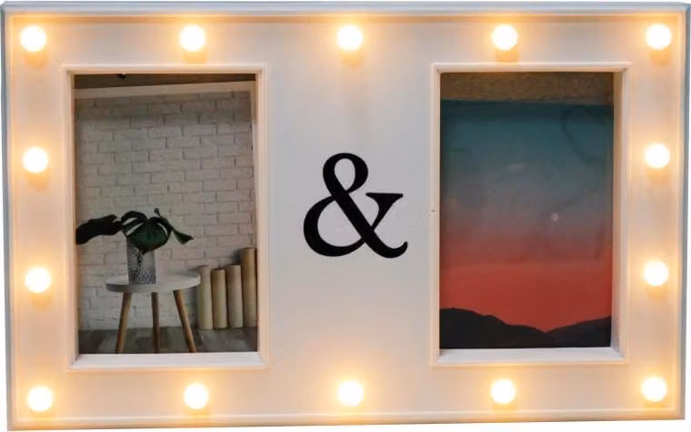 Cornice per foto in plastica con luce LED in bianco