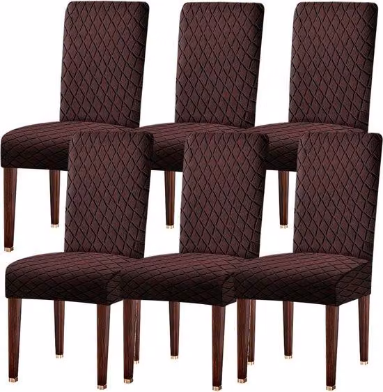 Copri sedie elastici e moderni color marrone per sala da pranzo e cucina - Set da 6 pezzi