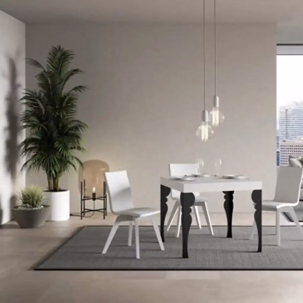 Tavolo allungabile moderno Itamoby in finitura bianco frassino con gambe in metallo antracite L: 90-246 cm, P: 90 cm, H: 77 cm – 2