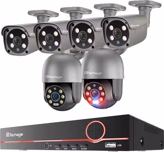 Telecamera di sorveglianza, risoluzione 5MP, visione notturna, NVR 8CH 6 telecamere B-a, HDD non integrato-b