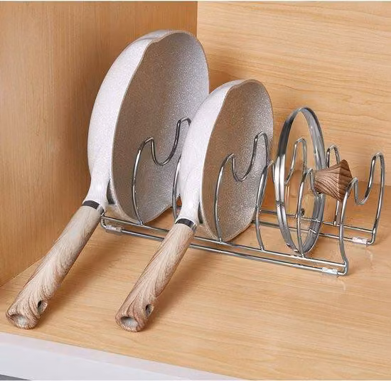 Porta pentole da parete Famanu - Organizer per la cucina, in acciaio con piedini in PVC