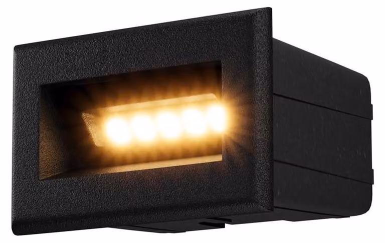 Lampada LED per scale, lampada da parete, IP65, metallo, nero, L 8,4 cm