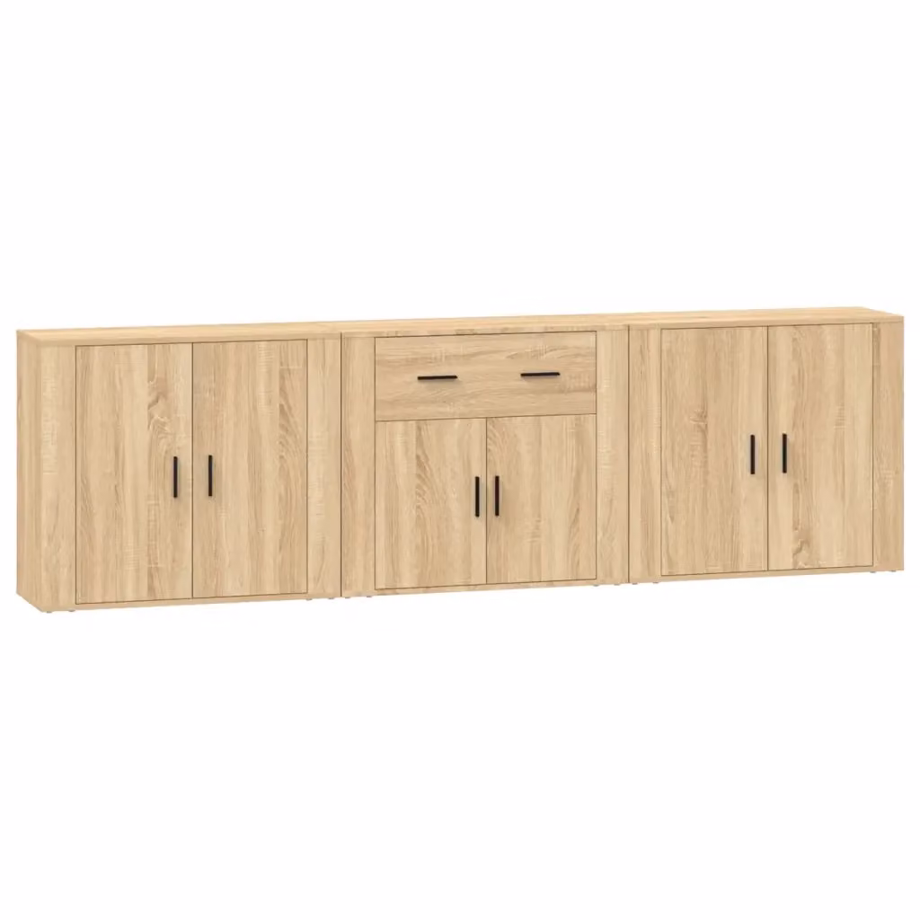 Set di 3 credenze vidaXL in legno multistrato color rovere, modello classico da appendere al muro per la tua sala da pranzo – 2