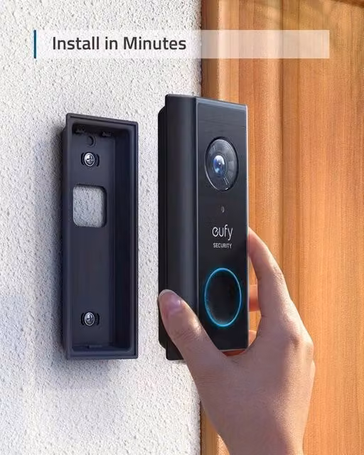 Videocitofono di sicurezza eufy con risoluzione 2K HD, riconoscimento facciale e audio, colore nero