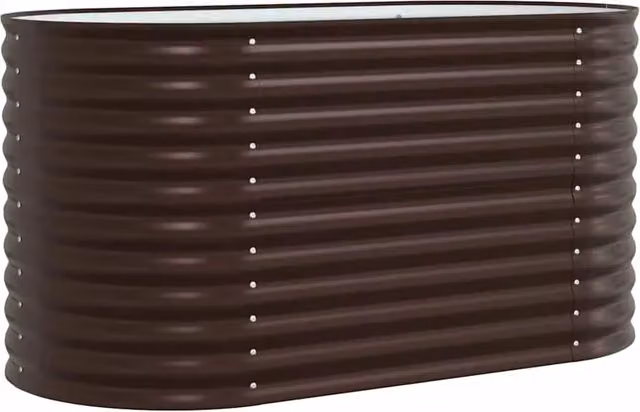 Fioriera rialzata da esterno moderna in acciaio color marrone HELLOSHOP26 L/P/H: 160 x 80 x 81 cm