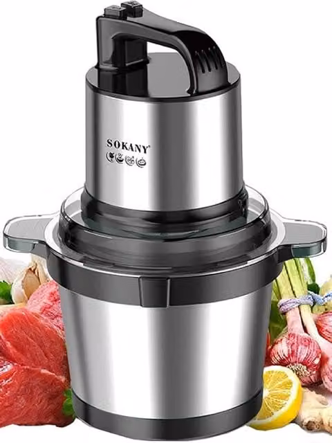 Molinello elettrico - 800 W, 4 litri - multifunzionale, 2 velocità - molino di carne, 4 lame - carne, cipolle, frutta e verdura taglia verdure elettrico