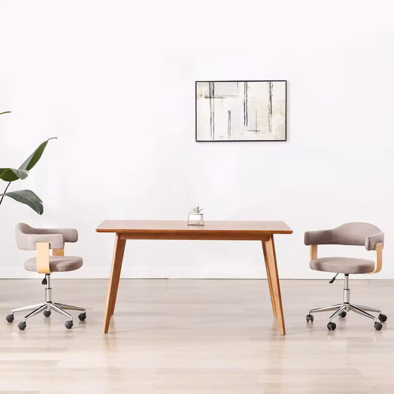 Set di 2 sedie da pranzo girevoli vidaXL in legno e tessuto, colore grigio talpa, design moderno per soggiorno o ufficio