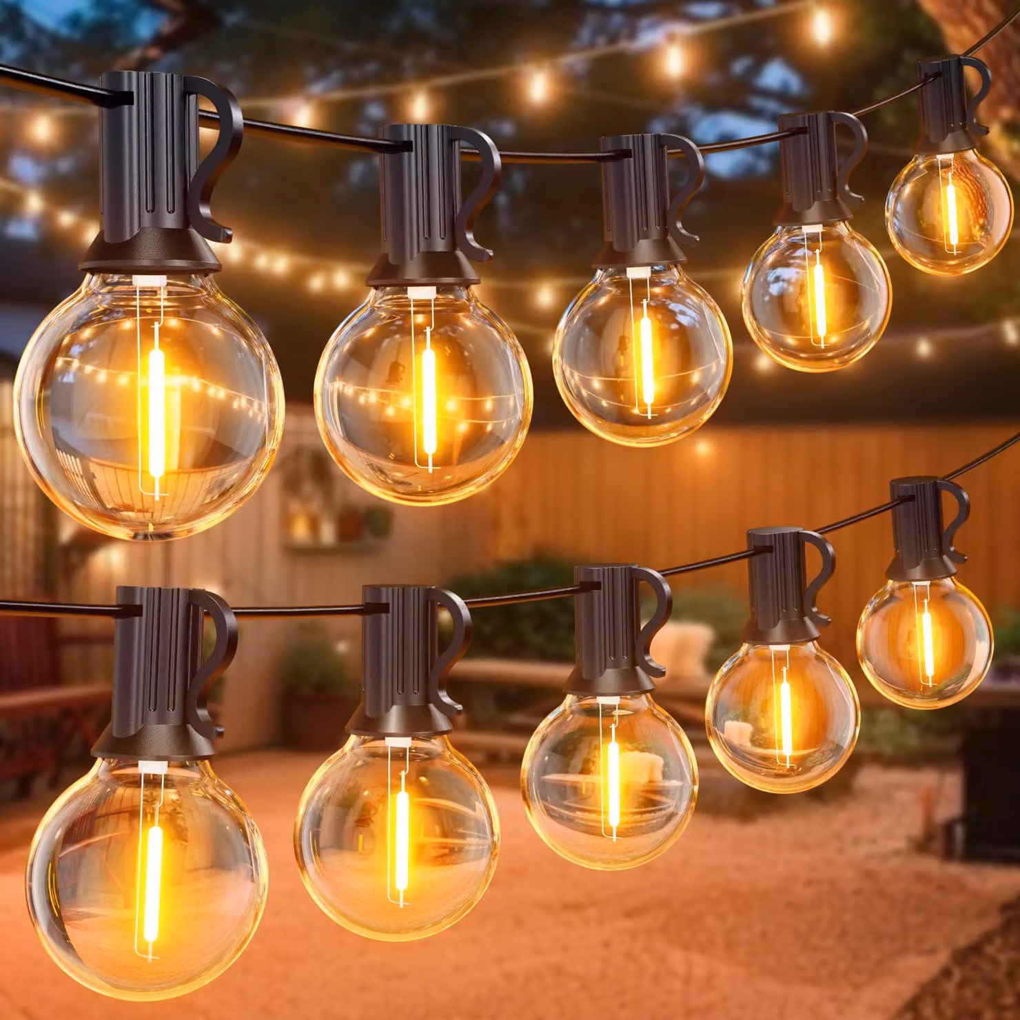 Catena luminosa a LED, 45 metri, luce bianco caldo, 75 lampadine, grado di protezione IP45, 24 V